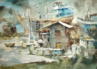 Abdul Hayee, 22 x 30 inch, Watercolor on Paper, Seascape Painting, AC-AHY-048